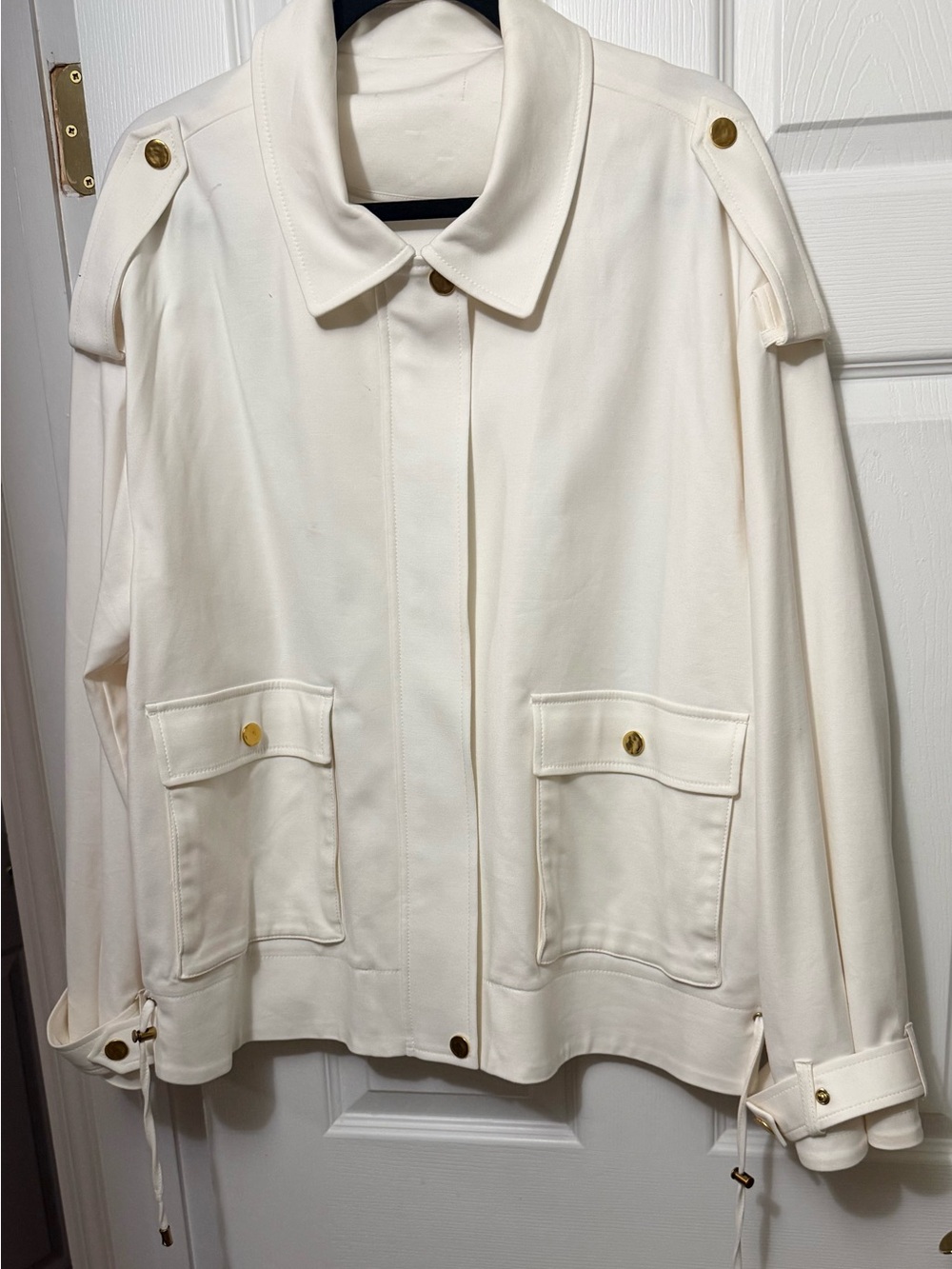 Search for Sanity Cream Utility Jacket with Gold Hardware